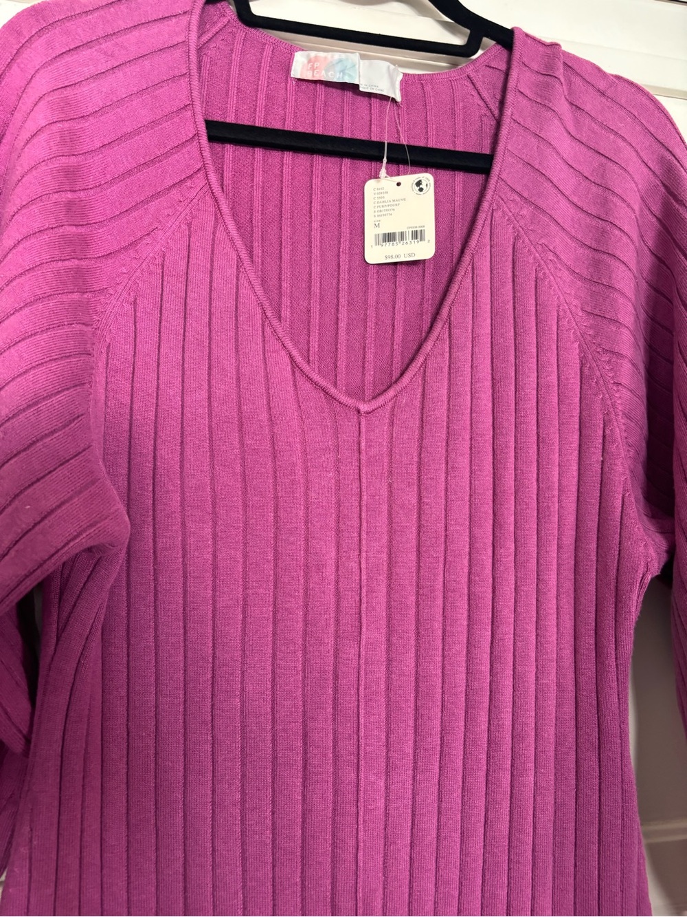 Free People Magenta Ribbed V-Neck Sweater Dress NWT - Picture 8 of 8